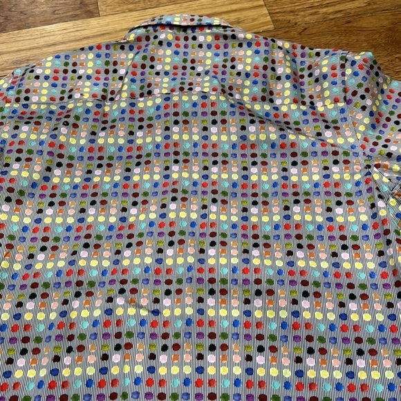 NWT Eight X Dress Shirt Mens XXL Slim Fit Button Up Short Sleeve Colorful dots - Picture 11 of 11